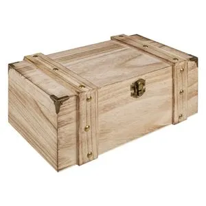 Cufar Decorativ din Lemn Natural cu Accente Metalice
