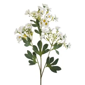 Floare artificiala cu tulpina lunga si margarete albe, 84 cm