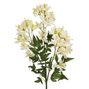 Floare artificiala cu tulpina lunga, flori albe si galbene, 83 cm