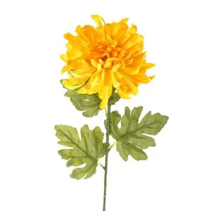Crizantema artificiala cu tulpina lunga, galbena, 85 cm