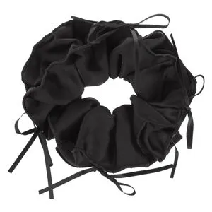 Elastic de păr textil negru satinat cu fundite elegante