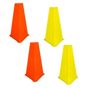 Set Jaloane de Antrenament din Plastic, 4 buc, Portocaliu și Galben, 14x14x23 cm