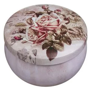 Lumanare decorativa albă parfumată în cutie metalică vintage