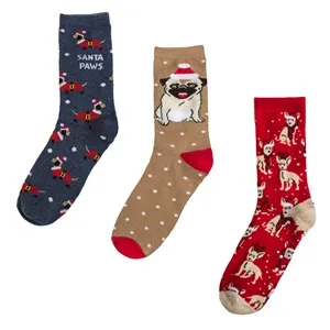 Sosete de Craciun pentru femei cu motive animale Santa Paws