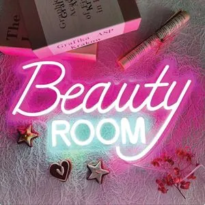 Lampa LED Neon Beauty Room, 42.5x25cm, Roz