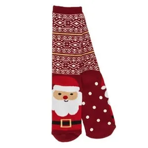 Sosete de iarnă bordo jacquard Mos Craciun antiderapant pentru femei