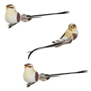 Set Pasari Decorative Galbene cu Coada Lunga pentru Perdele