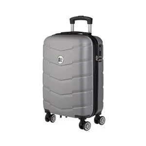 Troler Valiză Gri Metalizat 33L cu Roți Rotative și Dungi Reliefate