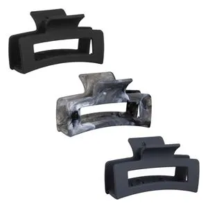 Set Clame de Par Mate Negru, Gri Marble și Antracit - 8cm