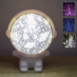 Proiector LED cu Design Astronaut, Cablu USB, 11x12 cm, Alb