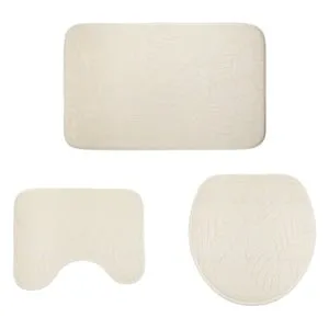 Set Covorase Baie Bej cu Model Frunze Reliefate - 3 Piese