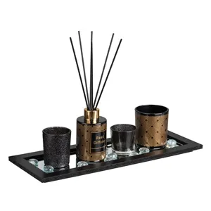 Set Decorativ de Craciun cu Bază Oglindă și Lumanări pentru Ulei Parfumat