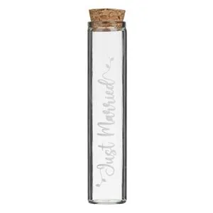 Sticla decorativa de nunta cu dop de pluta, 30 ml, transparenta