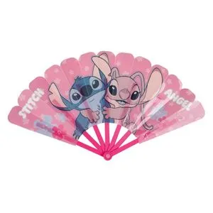 Evantai roz pentru copii cu Stitch și Angel, accesoriu de vară