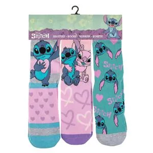 Set de Sosete Fancy Stitch Roz, Gri și Verzi - 3 Perechi