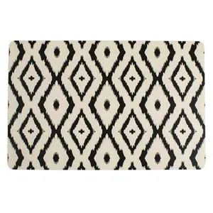 Suport farfurie cu model geometric, 43.5x28.5cm, Ecru și Negru