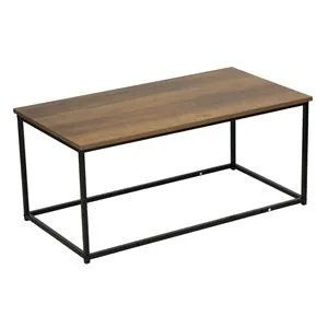 Masuta de cafea cu suprafata din MDF natural si cadru metalic, 90x48x40cm