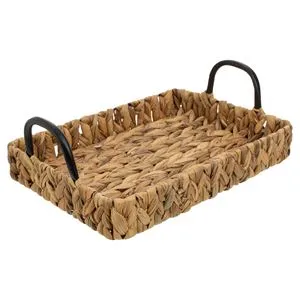 Tavă dreptunghiulară cu ramă metalică și design floral acvatic