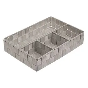 Cos de Depozitare Ratan Taupe cu Cadru Metalic și 4 Compartimente