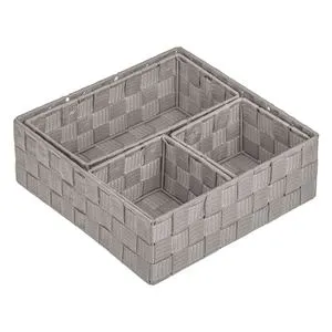 Set 4 Cosuri de Depozitare Rattan cu Cadru Metalic, 3 Marimi, Taupe