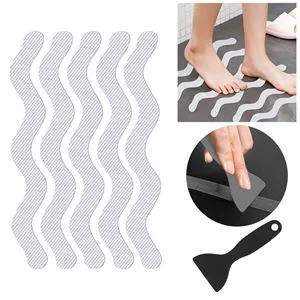 Autocolante antiderapante albe zig-zag set de 6 bucăți