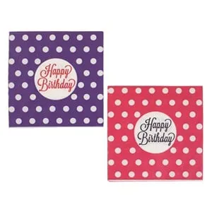 Servetele de Masă Fucsia Mov cu Mesaj Happy Birthday pentru petreceri