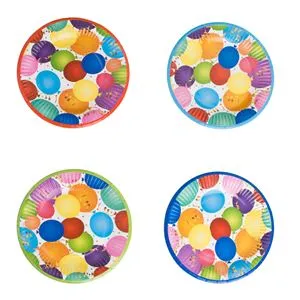 Farfurii party din carton cu model baloane, 12 buc, Ø18cm