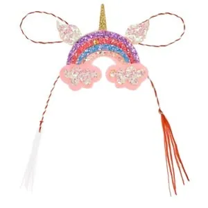 Martisor cu Unicorn Nor și Curcubeu Glitter pentru Primăvara