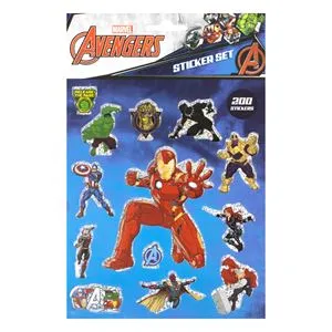 Set Autocolante Multicolor cu Modele Avengers - 200 buc