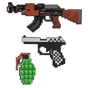 Set Arme Jucărie Minecraft din Spumă - Mitralieră, Revolver și Grenadă
