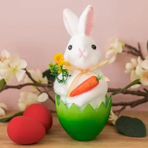 Decoratiune de Paste cu Ou Verde si Iepuras cu Morcov, Ø8x21cm
