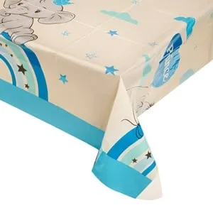 Fata de masă din plastic cu imprimeu elefant și curcubeu pentru petreceri