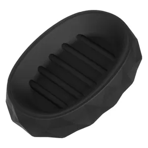 Savoniera din plastic negru ovala cu model diamant 13x9cm