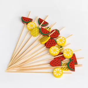 Scobitori de petrecere din bambus cu decoratiuni fructe, 20 buc, 12 cm