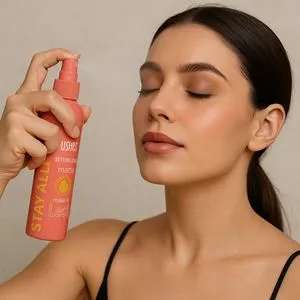 Spray Fixare Machiaj cu Finisaj Mat, 117 ml, Roz, Aromă de Fructe