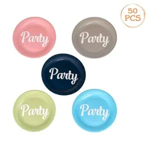 Set Farfurii de Carton Party 5 Culori Diferite Ø18cm