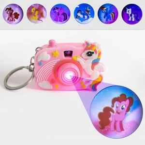 Breloc Aparat Foto Unicorn cu Lumină și Slide-uri