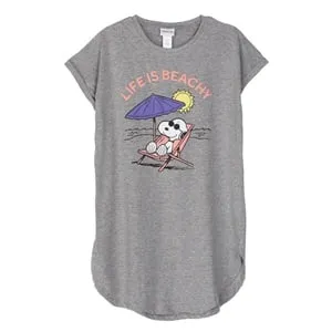 Camisă relaxantă gri cu imprimeu Snoopy pentru femei - Stil vară