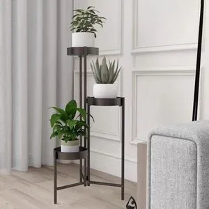 Suport Metalic Modern cu 3 Nivele pentru Ghivece de Flori