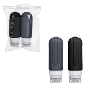 Set Sticle Cosmetice din Silicon Gri și Negru - Reutilizabile pentru călătorii