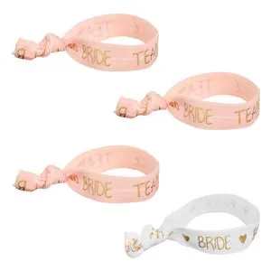 Bratari de Petrecere Bride & Team Bride Set Alb și Roz