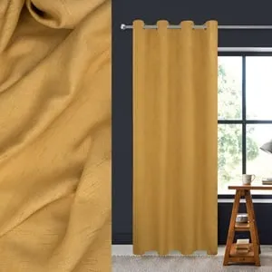 Draperie Decorativa Galben Mustar cu Inele