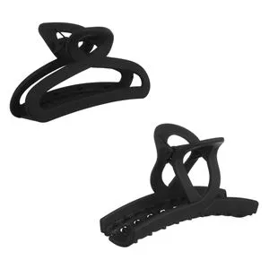 Clame de păr tip buclă, Negru Mat, 11 cm, Set de 2 bucăți