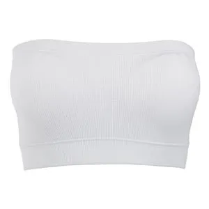 Bustiera Ribbed Albă Subtire cu Burete - Mărime Unică