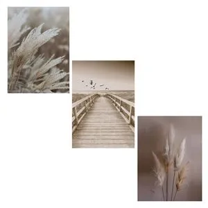 Set 3 postere decorative cu model Nature, 30x42 cm, finisaj lucios