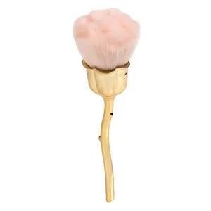Pensula pentru pudra si fard de obraz, Maner auriu, Peri roz, 18 cm