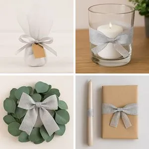 Tul Decorativ Argintiu cu Glitter pentru Marturii DIY, 36x36 cm, 25 bucati