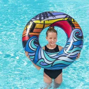 Colac gonflabil cu model palmieri colorati, Ø91 cm, vinil