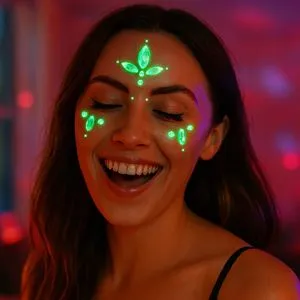 Strasuri autocolante glow in the dark, Argintii irizate, Formă ovală