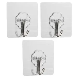 Carlige Autocoloante Argintii cu Model Floare 6x6cm - 3buc